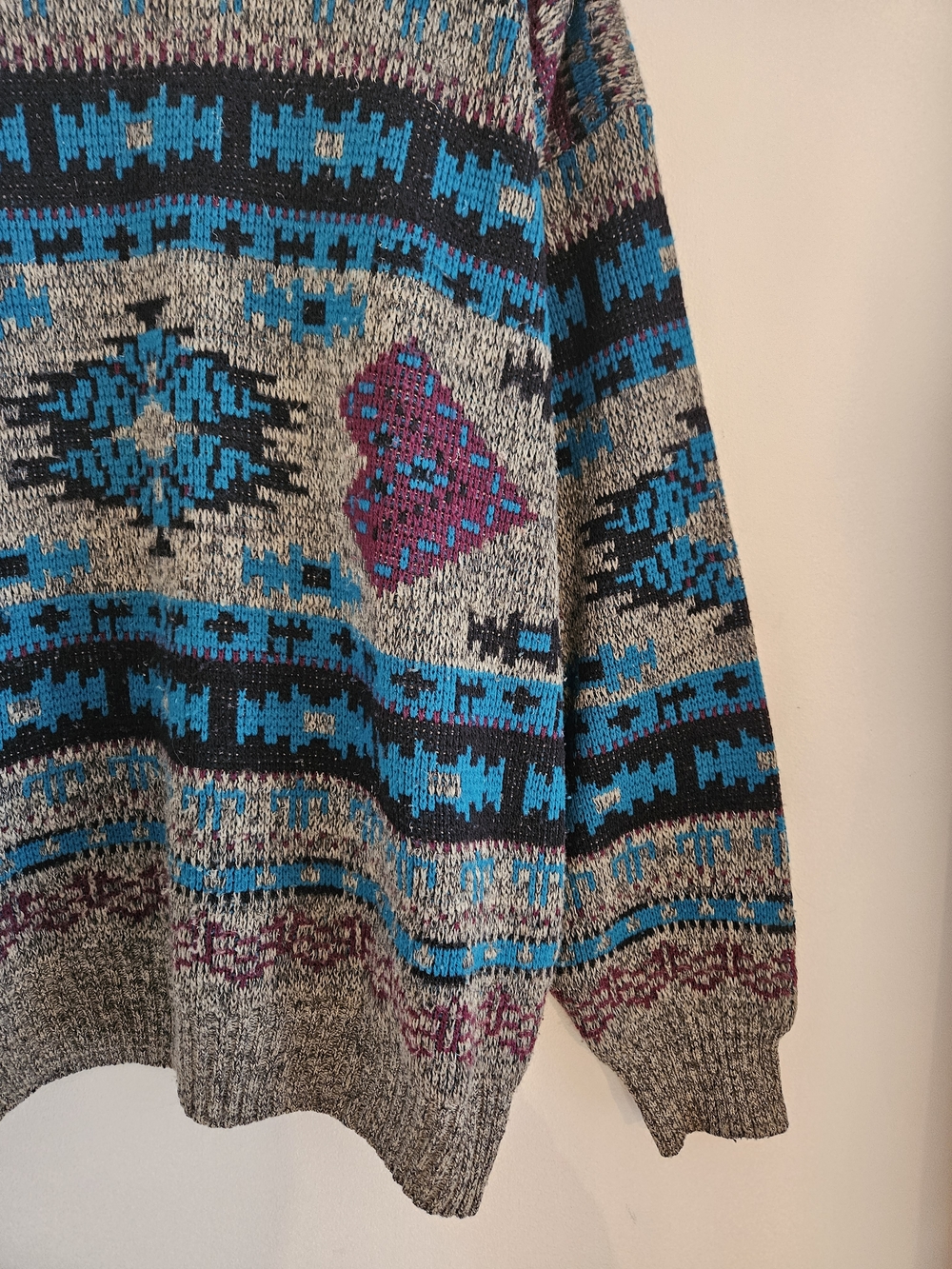 Vintage Sears Mens Store Crewneck Sweater Mens Large Aztec 80s 90s - Picture 4 of 6